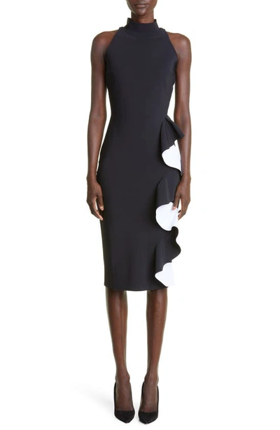 Chiara Boni La Petite Robe Asiliah Ruffle Sheath Dress In Black/white