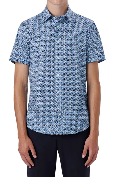 Bugatchi Ooohcotton® Button-up Short Sleeve Shirt In Classic Blue