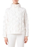 Akris Texture Check & Fringe Cashmere Turtleneck Sweater In Black