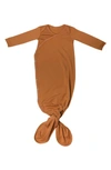 Copper Pearl Newborn Knotted Gown In Camel