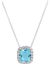 Savvy Cie Jewels Cushion Pendant Necklace In Blue
