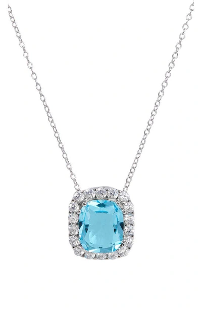 Savvy Cie Jewels Cushion Pendant Necklace In Blue