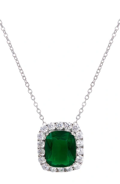 Savvy Cie Jewels Cushion Pendant Necklace In Green