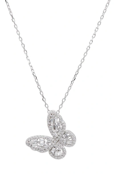 Savvy Cie Jewels Cubic Zirconia Butterfly Pendant Necklace In White