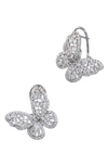 Savvy Cie Jewels Baguette Butterfly Stud Earrings In White