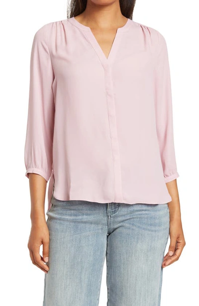 Nydj High/low Crepe Blouse In Dawn Pink