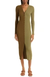 Staud Women's Shoko Colorblock Body-con Sweaterdress In Green