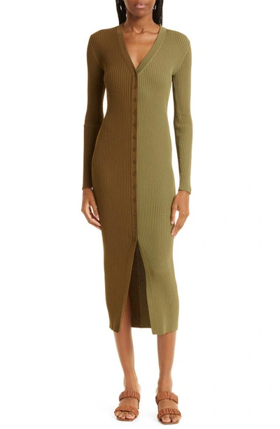 Staud Women's Shoko Colorblock Body-con Sweaterdress In Avocado/ Olive