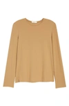 The Row Iverness Jersey Crewneck Knit Top In Tan