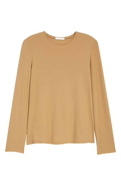 The Row Iverness Jersey Crewneck Knit Top In Tan