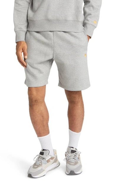 Carhartt Chase Straight-leg Logo-embroidered Cotton-blend Jersey Shorts In Gray