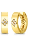 Roberto Coin Verona Diamond Huggie Hoop Earrings In Yellow Gold/ Diamond