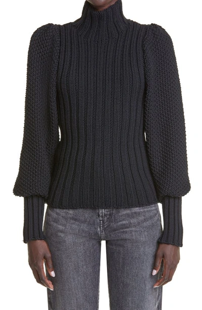 Saint Laurent Wool Turtleneck Sweater In Noir