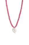 & OTHER STORIES HEART PENDANT BEADED CHOKER NECKLACE