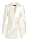 Dolce & Gabbana Mikado Shantung Silk Double-breasted Blazer In White