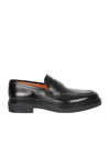 Santoni Penny Leather Loafers In Black