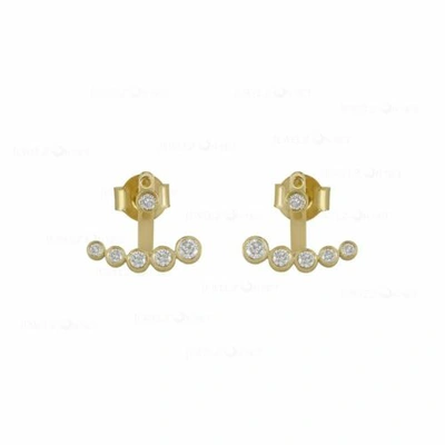 Pre-owned J.o.n 14k Gold Genuine Diamond Jacket Stud Earrings Fine Jewelry In Yellow