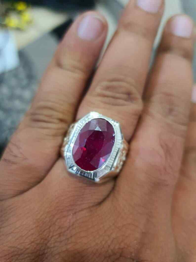 Pre-owned Handmade Natural Ruby Stone From Africa Blood Red Ruby Ring Men's Ruby Rings Plain Rings