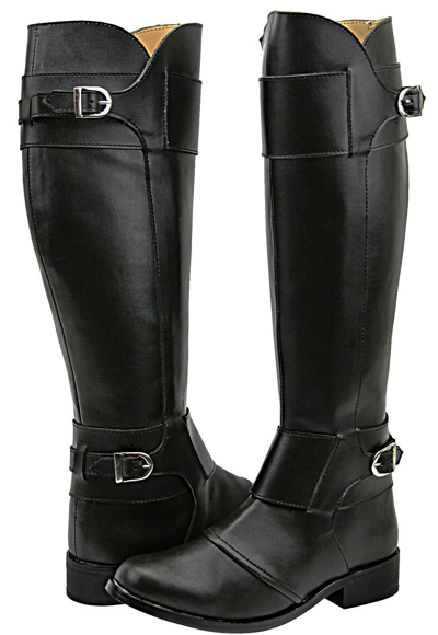 Pre-owned Fammz® Fammz Women Ladies Desire Fashion Stylish Motorcycle Riding Tall Knee High Boots In Black