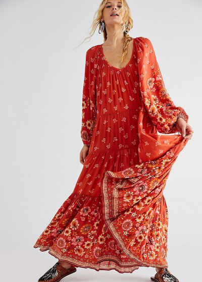 Pre-owned Spell & The Gypsy Collective Spell And The Gypsy Free People Joni Gown Campfire Dress In Multicolor
