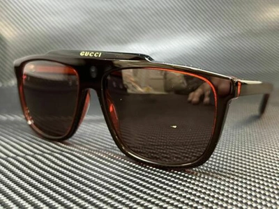 Pre-owned Gucci Gg1039s 003 Black Round 58 Mm Men's Sunglasses In Brown
