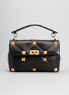 Valentino Garavani Roman Stud Medium Quilted-leather Shoulder Bag In Black