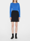 Lafayette 148 Raglan-sleeve Crewneck Cashmere Sweater In Tile Blue