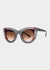 Thierry Lasry Wavvvy Acetate Cat-eye Sunglasses In Gry/gry
