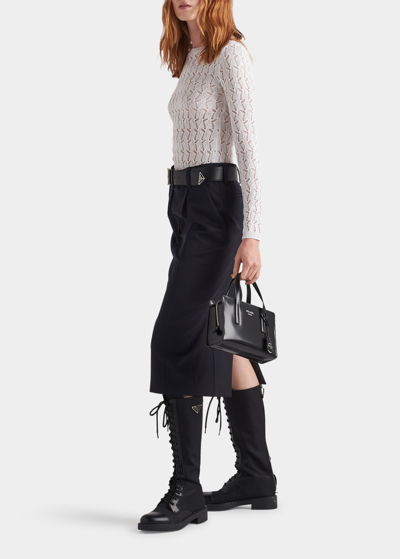 Prada Open-weave Cotton Slim Top In F0009 Bianco