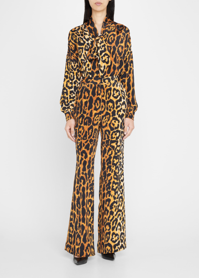Libertine Leopardo High-rise Wide-leg Trousers