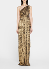 Libertine Pyrite One-shoulder Gown In Gold