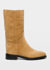 Santoni Fleeces Suede Tall Ranch Boots In Light Brown