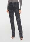 Isabel Marant Vokayo Utility Straight Leg Nonstretch Jeans In Faded Black