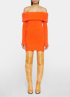 Isabel Marant Aria Off-the-shoulder Brushed-knit Mini Dress In Orange