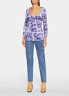 Isabel Marant Gubaia Blur Floral-print Bow-bustier Velvet Top In Purple