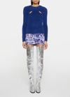 Isabel Marant Alford Cutout Layered Fuzzy Knit Sweater In Electric Blue
