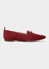 Veronica Beard Champlain Suede Chain Loafers In Maroon Red