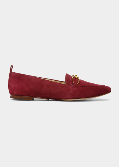 Veronica Beard Champlain Suede Chain Loafers In Maroon