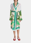 Casablanca Tennis Club-print Belted Silk Twill Robe In Tennis Club Prive