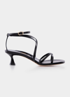 Marion Parke Raina Leather Strappy Kitten-heel Sandals In Black