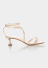 Marion Parke Raina Leather Strappy Kitten-heel Sandals In Rose Gold Metalli