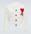 Ami Alexandre Mattiussi Ami De Coeur Intarsia Cardigan In Ecru Rouge