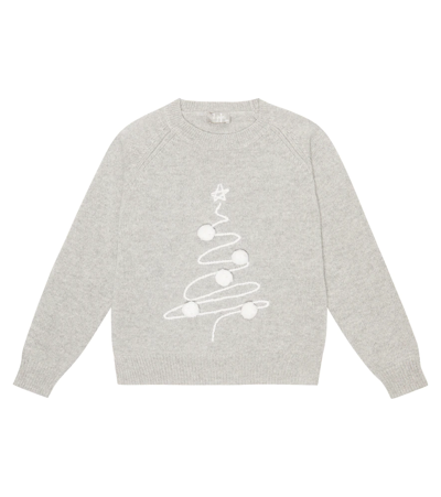 Il Gufo Kids' Embroidered Wool Sweater In White