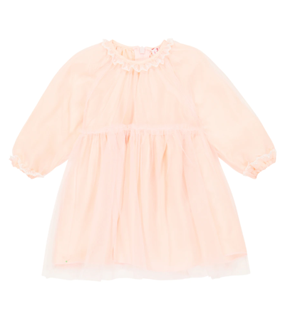 Il Gufo Baby Embroidered Tulle Dress In Baby Pink