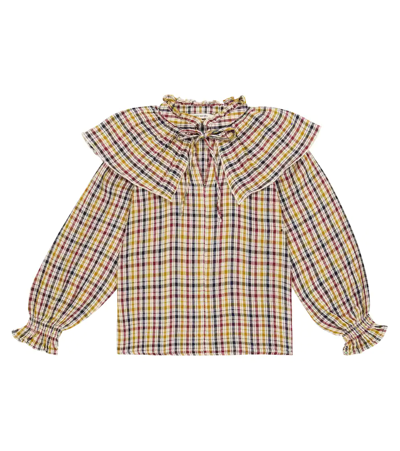 The New Society Kids' Berenice Checked Cotton Top In Multicolor Check