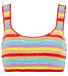 ANNA KOSTUROVA STRIPED CROCHETED COTTON CROP TOP