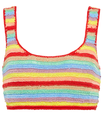 Anna Kosturova Striped Crocheted Cotton Crop Top In Summer Stripe
