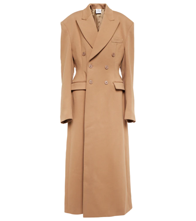 Vetements Molton Double-breasted Coat In Brown