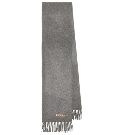 Acne Studios Canada Cash Narrow Fringed Cashmere Scarf In Grey Melange