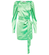 Rotate Birger Christensen Bridget Wrap-over Recycled Polyester-blend Mini Dress In Spring Bouquet Green